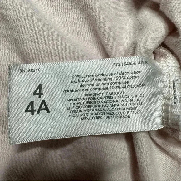 Carter’s T-Shirt  Flowers Knotted Tie Light Pink Size 4T - Picture 9 of 16